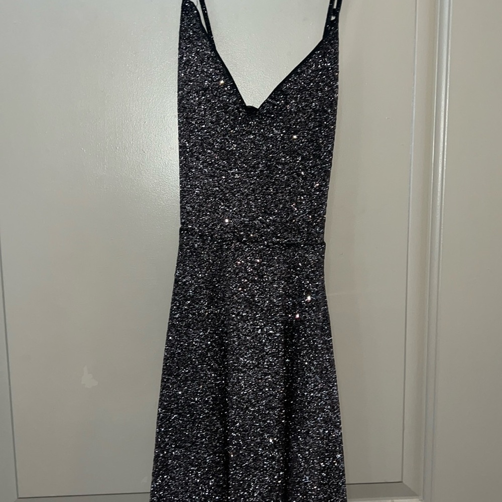 Gorgeous medium sparkly dress with cross back
